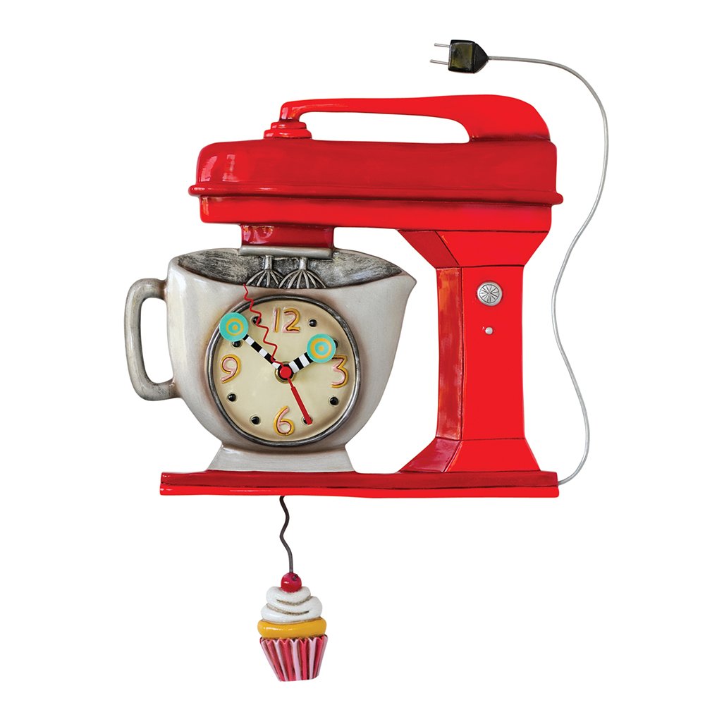 Pendeluhr VINTAGE MIXER Cupcake Polyresin handbemalt batteriebetrieben 4,5x27,31x29,2cm