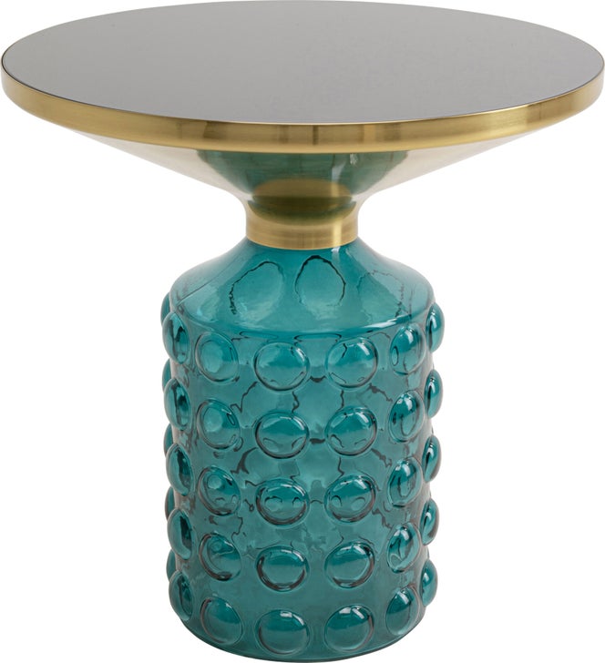 Beistelltisch LOLA Glas Stahl Blau 50x50x52cm Beistelltisch LOLA Glas Stahl Blau 50x50x52cm