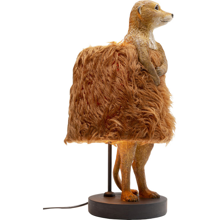 Tischleuchte ANIMAL MEERKAT FUR Polyresin Stahl Braun E27 25,5x24,5x51cm