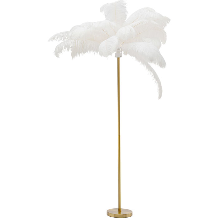 KARE-53750-master-a-700x700 Stehleuchte FEATHER PALM Stahl Straußenfeder Weiß Gold E27 65x65x165cm