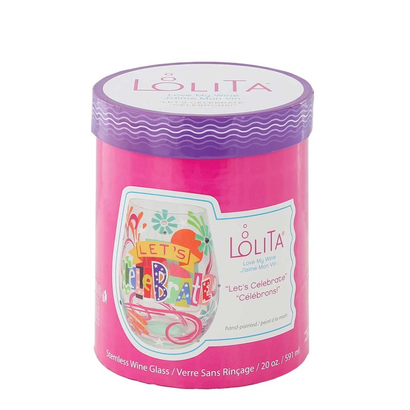 Weinglas LET'S CELEBRATE by Lolita handbemalt Unikat 592ml 9,5x9,5x12,5cm Weinglas LET'S CELEBRATE by Lolita handbemalt Unikat 592ml 9,5x9,5x12,5cm