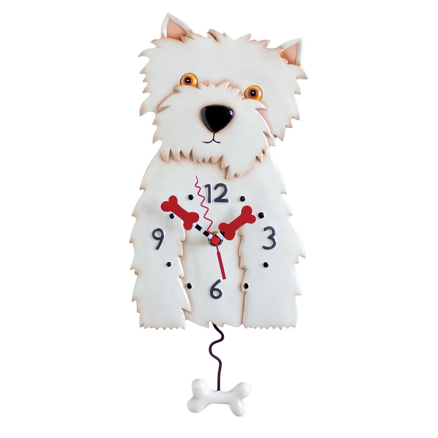 Pendeluhr WESTIN DOG West Highland Terrier Hund Polyresin handbemalt batteriebetrieben 5x16,5x38,1cm