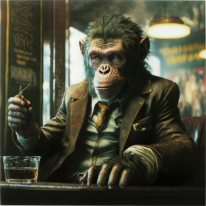 1gmRarB6tpxt5x Glasbild DRINKING MONKEY 0,4x100x100cm