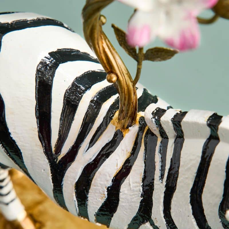 Kerzenleuchter ZEBRA Polyresin Metall für 2 Kerzen 27x9x45 cm