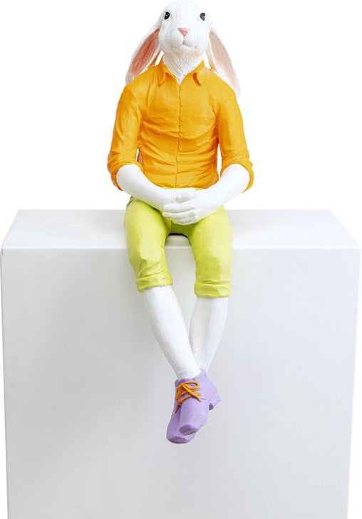 Dekofigur RABBIT BOY Polyresin Weiß Gelb 45x26x68cm