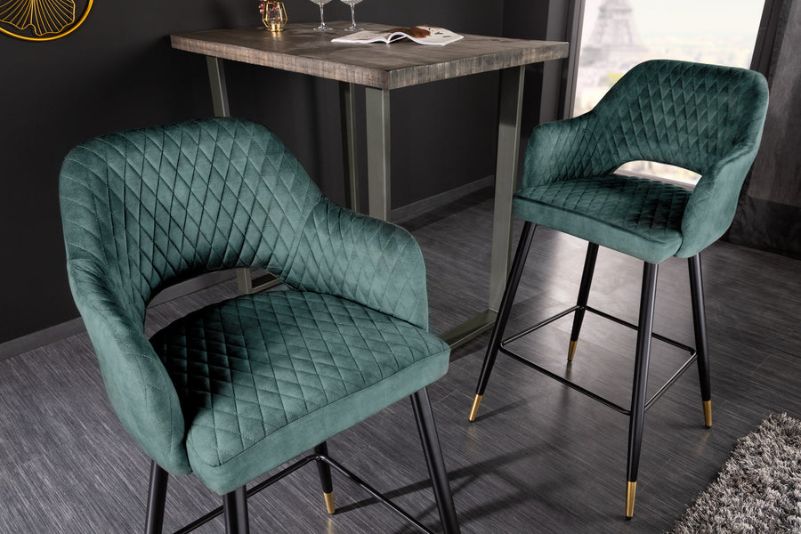 Barhocker PARIS Samt Metall Petrol mit Ziersteppung 60x51x104,5cm Barhocker PARIS Samt Metall Petrol mit Ziersteppung 60x51x104,5cm
