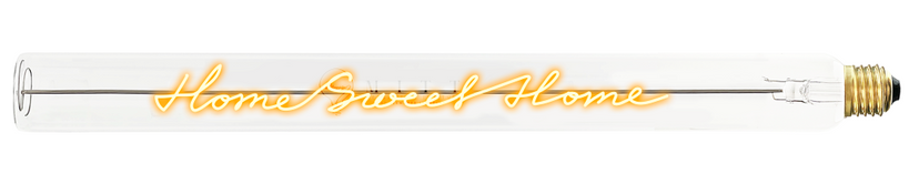 LED Tube mit Schriftzug HOME SWEET HOME Glas Gelb E27 2,5W 2200K 67lm 45x4x4cm LED Tube mit Schriftzug HOME SWEET HOME Glas Gelb E27 2,5W 2200K 67lm 45x4x4cm