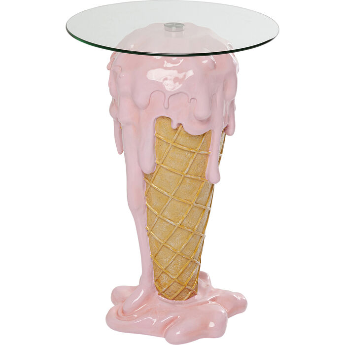 1iVH5jzIFFKsrD Beistelltisch GELATO Glas Polyresin Rosa 48x48x73,5cm