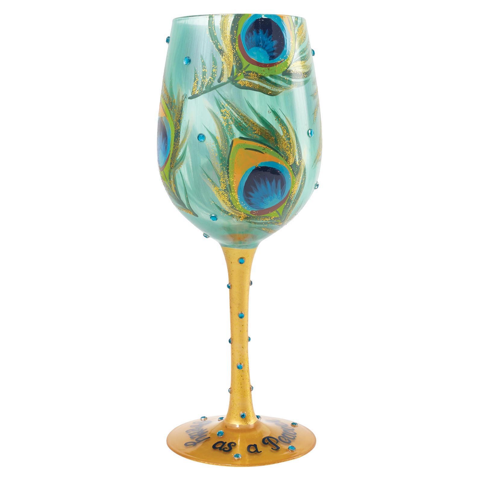 Weinglas PRETTY AS A PEACOCK by Lolita handbemalt Unikat 444ml 8,5x8,5x22,5cm