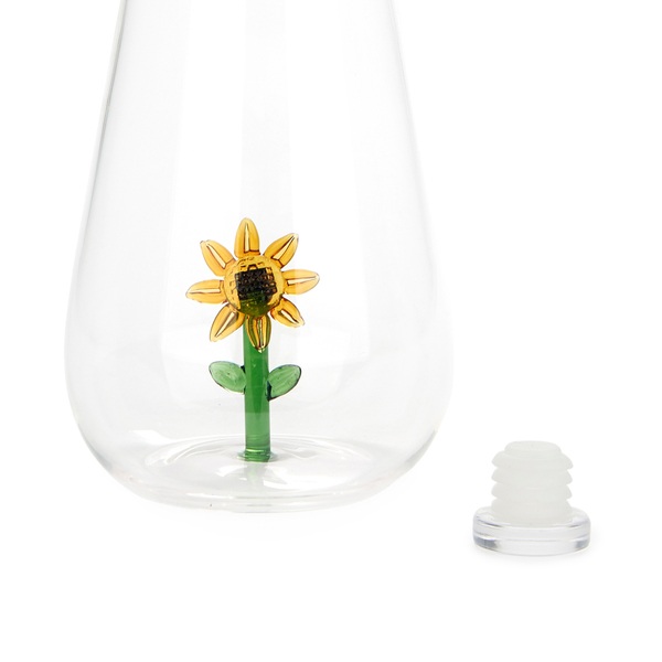 Flasche BOTANICAL SUNFLOWER Glas handgemacht 1L 10x10x30,5cm