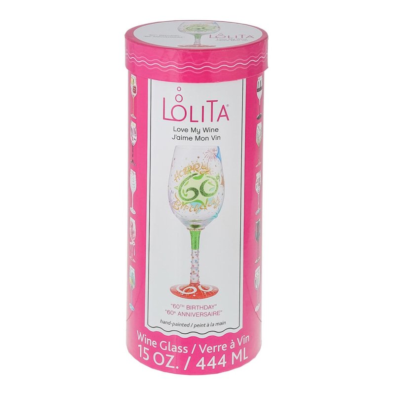 Weinglas HAPPY 60TH BIRTHDAY by Lolita handbemalt Unikat 444ml 8,5x8,5x22,5cm Weinglas HAPPY 60TH BIRTHDAY by Lolita handbemalt Unikat 444ml 8,5x8,5x22,5cm