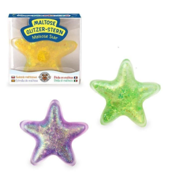 Glitzer Maltose Stern grün gelb lila 5.5x5.5cm Glitzer Maltose Stern grün gelb lila 5.5x5.5cm