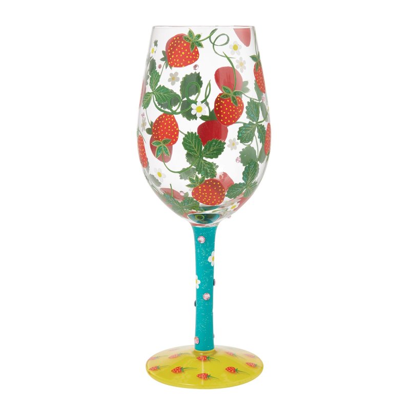 Weinglas STRAWBERRY PATCH by Lolita handbemalt Unikat 444ml 10x10x12,5cm Weinglas STRAWBERRY PATCH by Lolita handbemalt Unikat 444ml 10x10x12,5cm