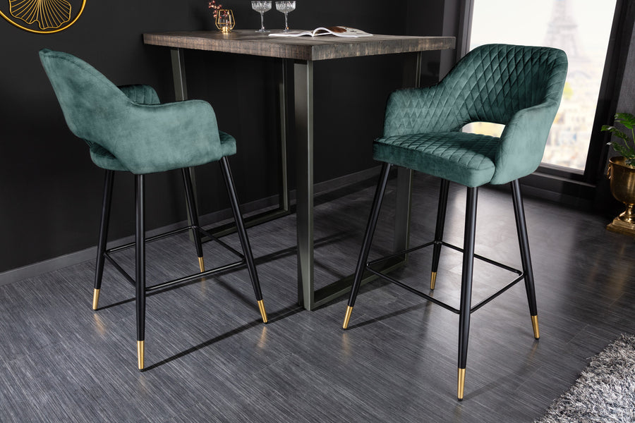 Barhocker PARIS Samt Metall Petrol mit Ziersteppung 60x51x104,5cm Barhocker PARIS Samt Metall Petrol mit Ziersteppung 60x51x104,5cm
