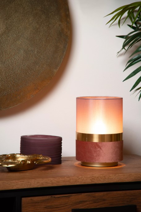 Tischleuchte EXTRAVAGANZA TUSSE Leinen Metall E14 15x15x22cm
