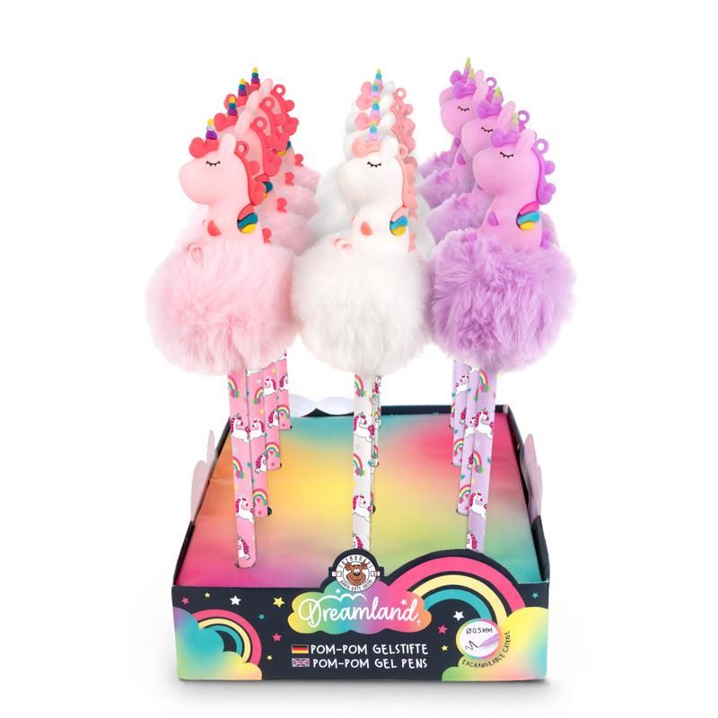 DREAMLAND Pom-Pom Gelstifte mit Einhorn Topper