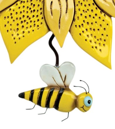 Pendeluhr BEE SUNNY Sonnenblume Polyresin handbemalt batteriebetrieben 5x25,4x33cm