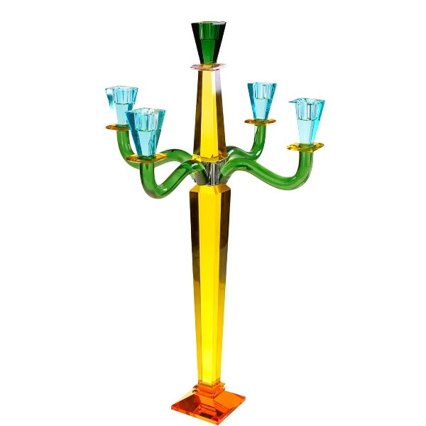 Kerzenleuchter FANCY CRYSTAL 5 Flammig Glas Gelb 10x10x60 cm