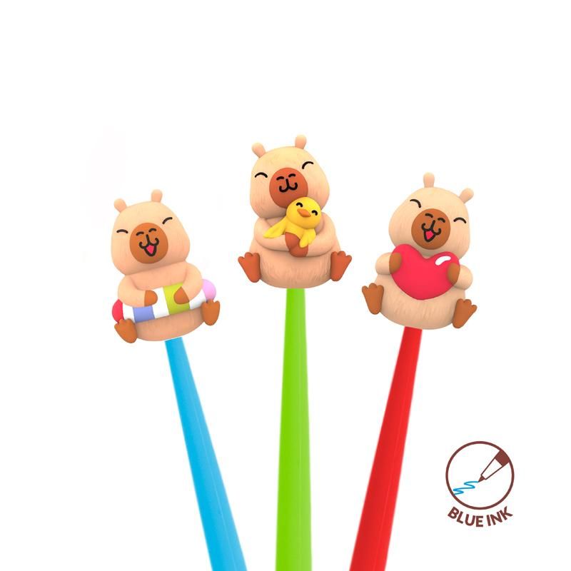 Capybara HL-5 Fineliner mit Wackelfigur 0,5mm Strichstärke 3 Farben blau rot grün 0,8x0.8x22cm