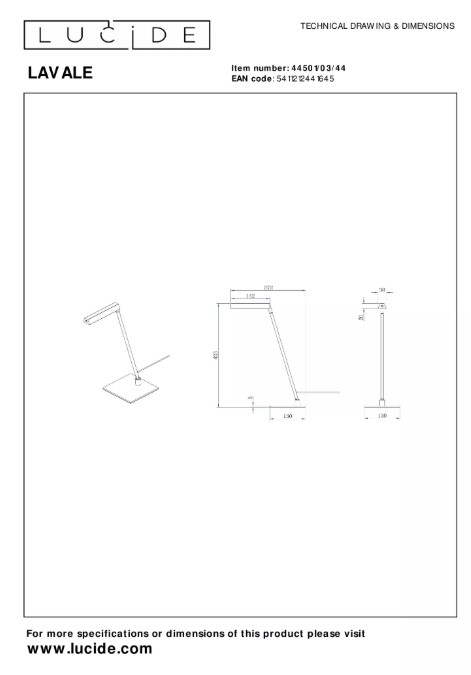 Tischleuchte LAVALE Metall 3W 130lm 2700K Warmweiß 27,2x13x42,3cm