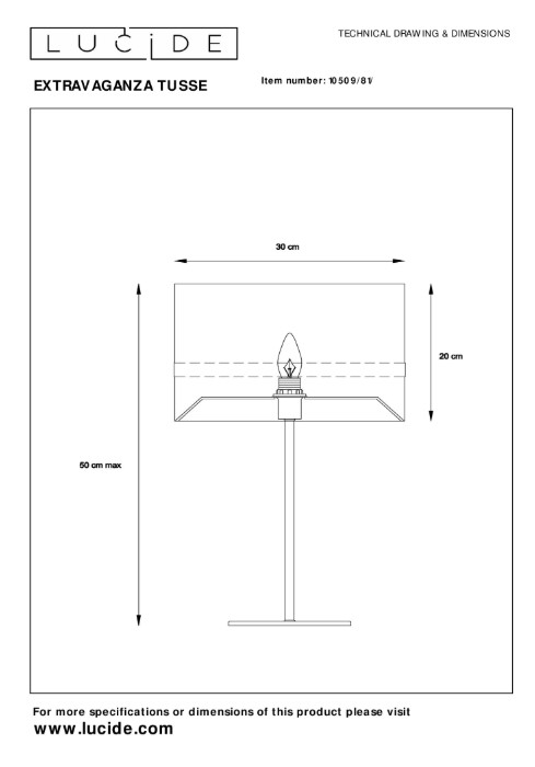 Draw-Dimj47jXUwZRYlTV Tischleuchte EXTRAVAGANZA TUSSE Leinen Metall E14 30x30x50cm
