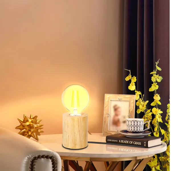 Tischleuchte Holz E27 ohne Leuchtmittel 8x8x10cm