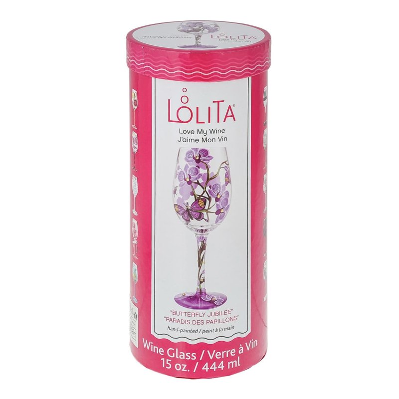 Weinglas BUTTERFLY JUBILEE by Lolita handbemalt Unikat 444ml 8,5x8,5x22,5cm