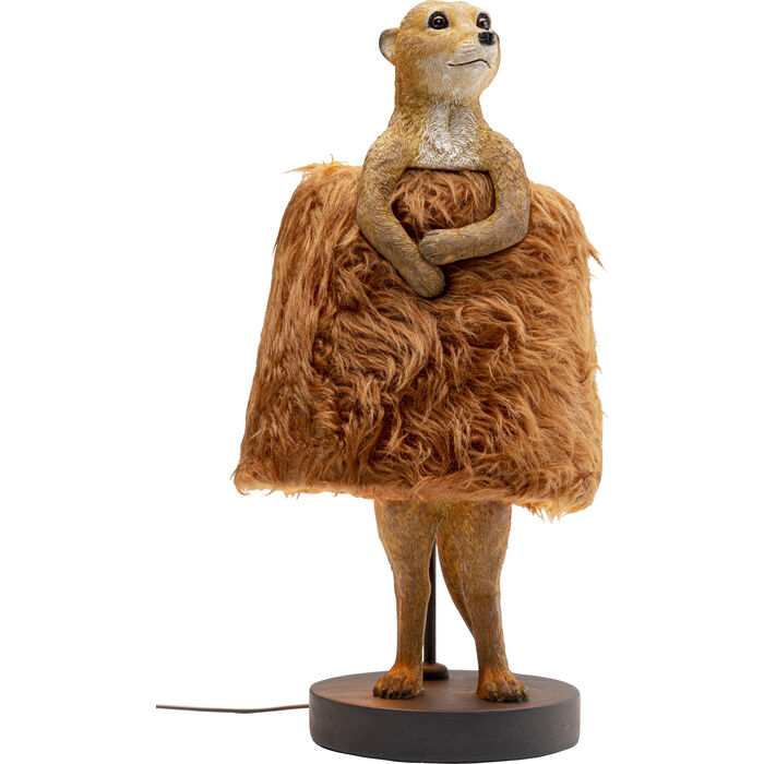 Tischleuchte ANIMAL MEERKAT FUR Polyresin Stahl Braun E27 25,5x24,5x51cm