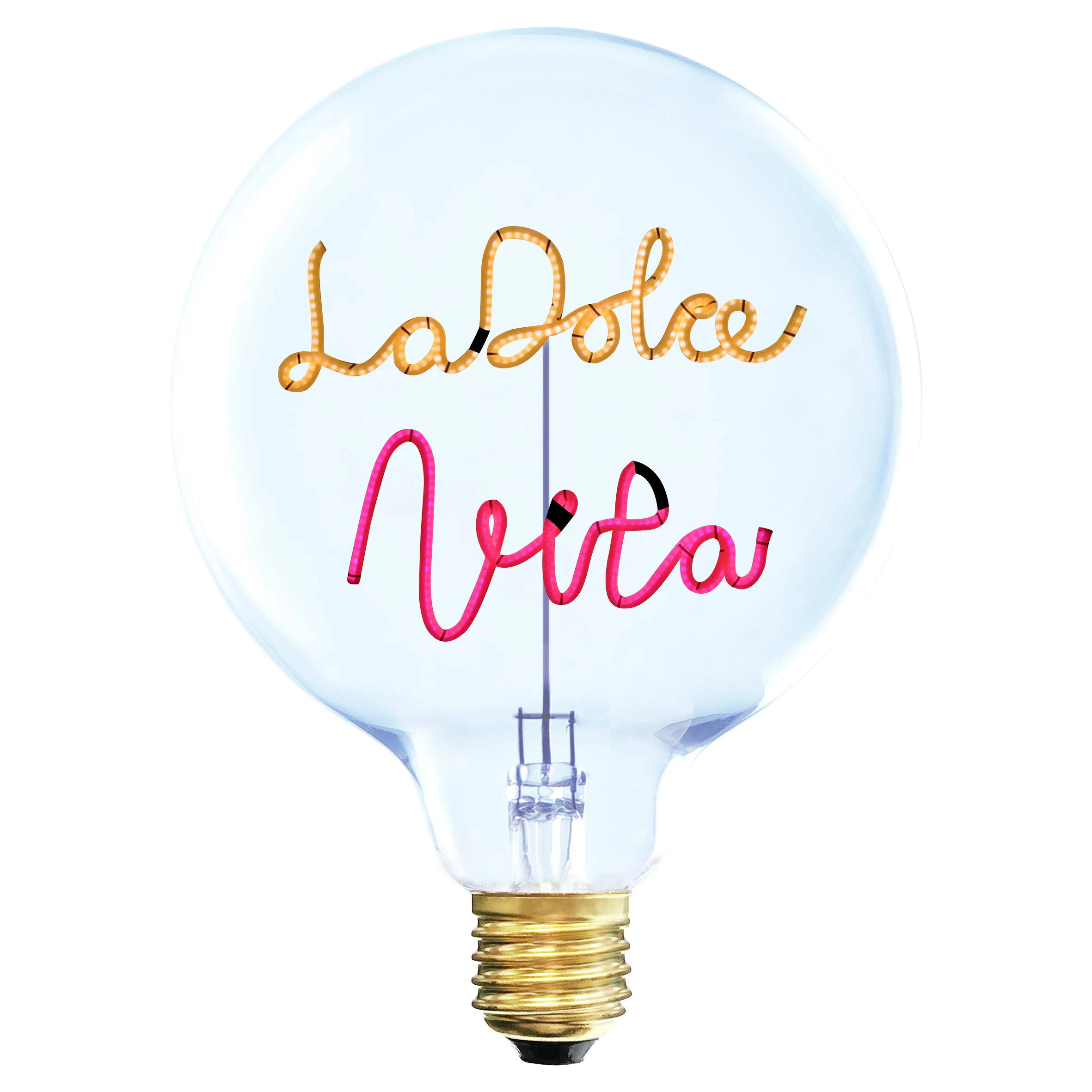 LED Globebirne mit Schriftzug LA DOLCE VITA G125 E27 2,5W 12,5x12,5x17,2cm