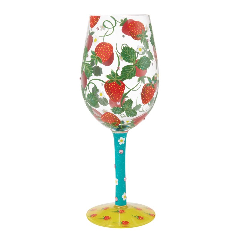 Weinglas STRAWBERRY PATCH by Lolita handbemalt Unikat 444ml 10x10x12,5cm Weinglas STRAWBERRY PATCH by Lolita handbemalt Unikat 444ml 10x10x12,5cm