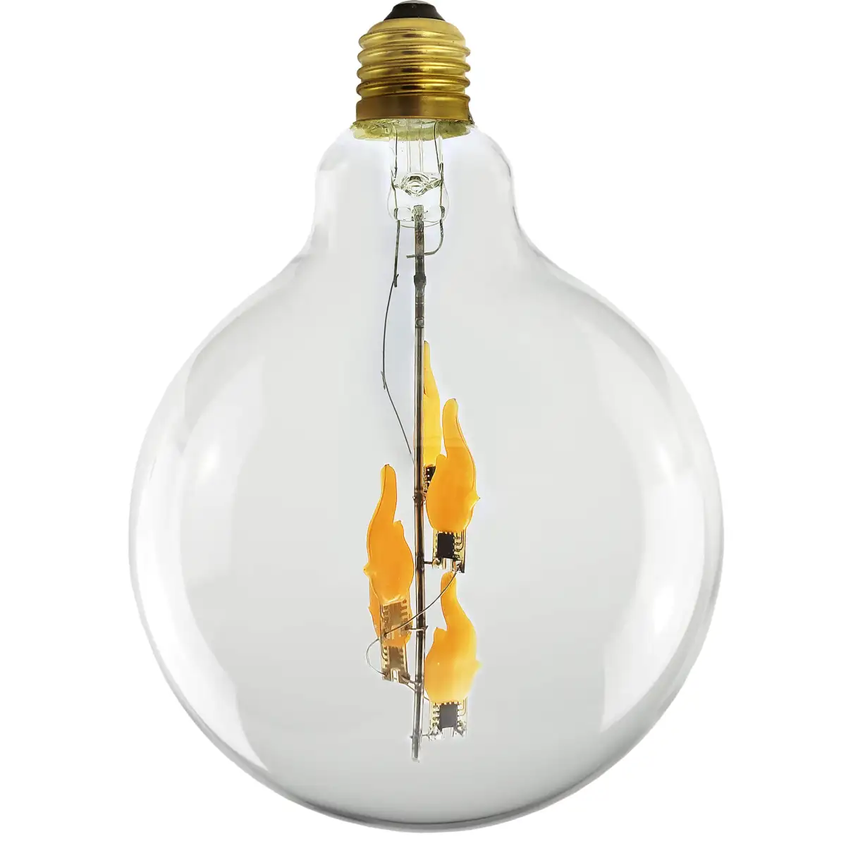 LED Filament Leuchtmittel FIRE FLAME DOWN Globe Klar G125 E27 1W 1800K 60lm 12,5x12,5x18cm