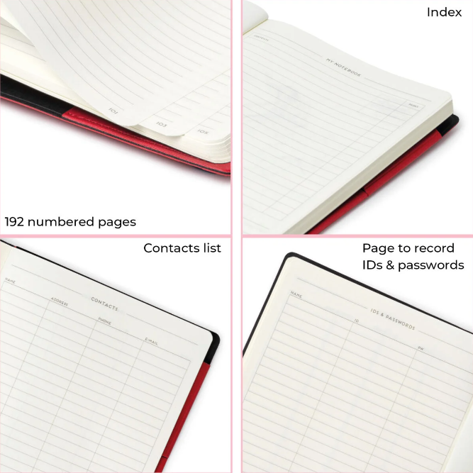 7YLhose0u5zJ0S Liniertes Notizbuch - Medium - My Notebook 13x21cm 192 nummerierte Seiten Bougainvillea Pink