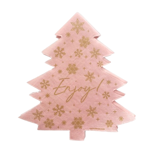 Weihnachtsbaumservietten Pink-Gold 12er Pack 16x17cm