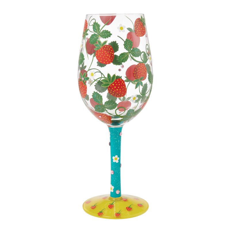 Weinglas STRAWBERRY PATCH by Lolita handbemalt Unikat 444ml 10x10x12,5cm