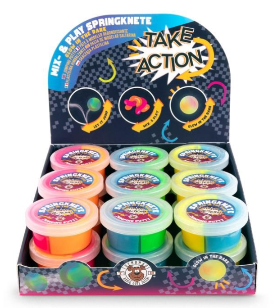 TAKE ACTION Springknete Glow in the Dark Mix & Play 2-farbig