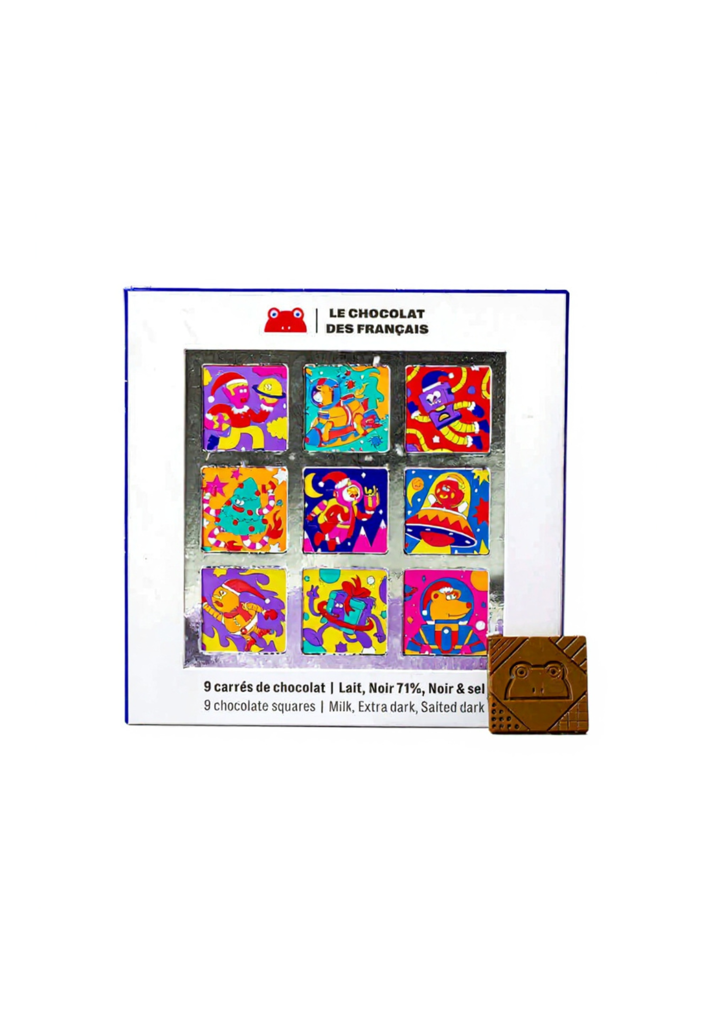 Schokoladen Geschenkbox CHRISTMAS verschiedene Sorten Bio-Schokolade 45g 3x15x15cm