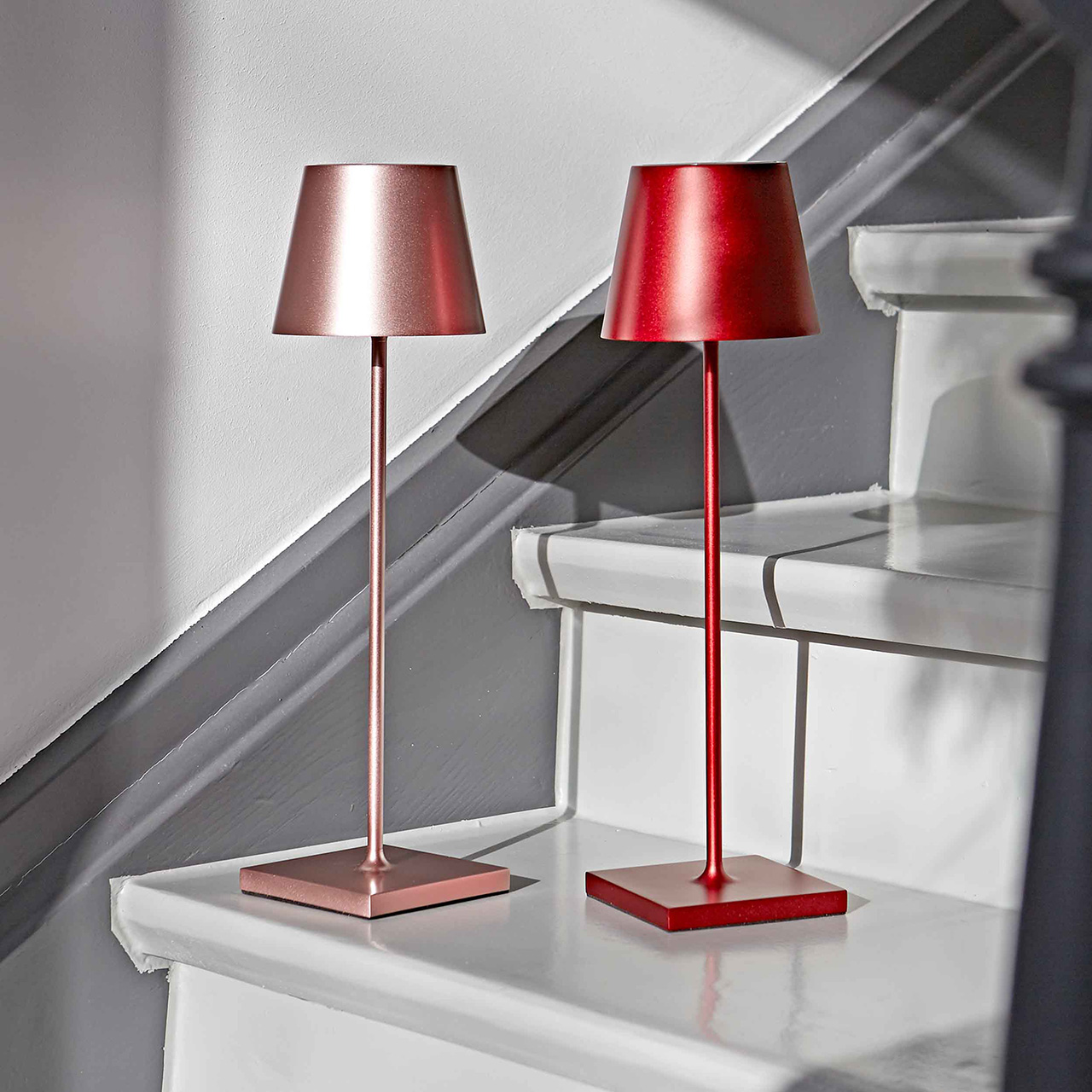 61741_3 LED Akku-Tischleuchte NUINDIE Metall Roségold 2,2W 168/197lm 2200K/2700K Flex Dim IP54 10x10x38cm