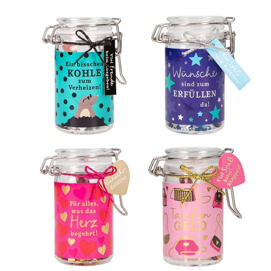 Einmachglas WUNSCHERFÜLLER Geldgeschenk 4,5 x 7 x 8,5 cm