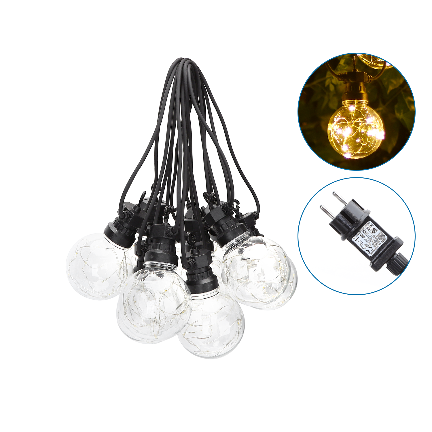 61613 LED Lichterkette 8m 2700K 10x Filament IP44