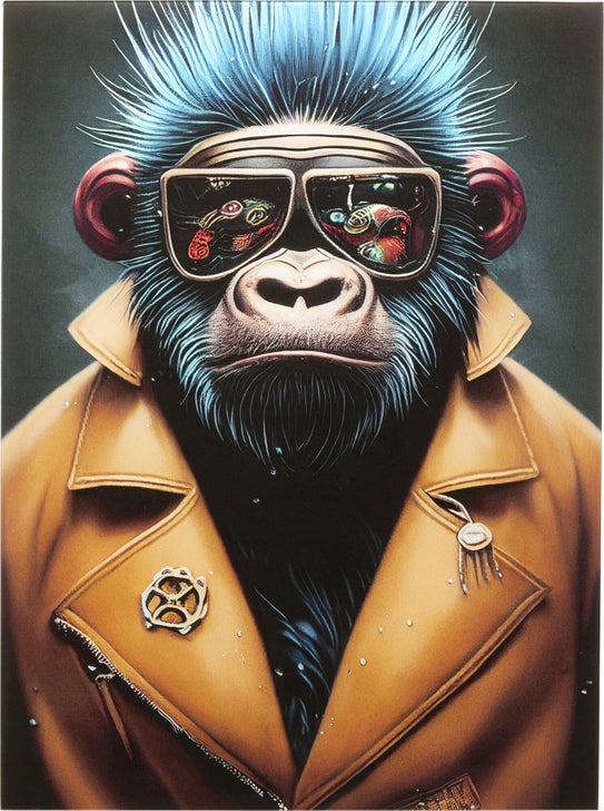 Glasbild FASHION GORILLA inkl Wandhalterung 0,4x60x80cm