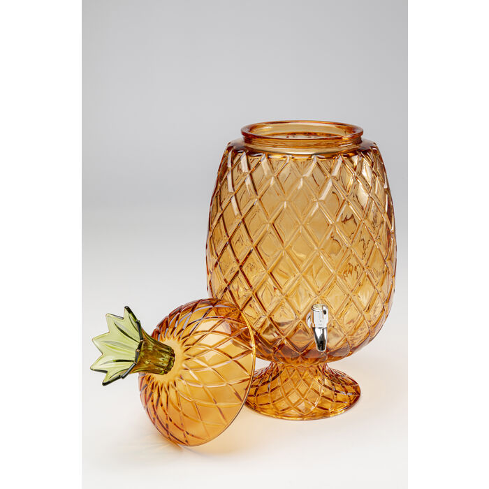 IMG_0373 Getränkespender Pineapple Amber Set (2/tlg) handgearbeitet mundgeblasen Unikat 11L Füllmenge