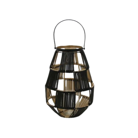 Windlicht Metall Schwarz Gold 28x28x40cm