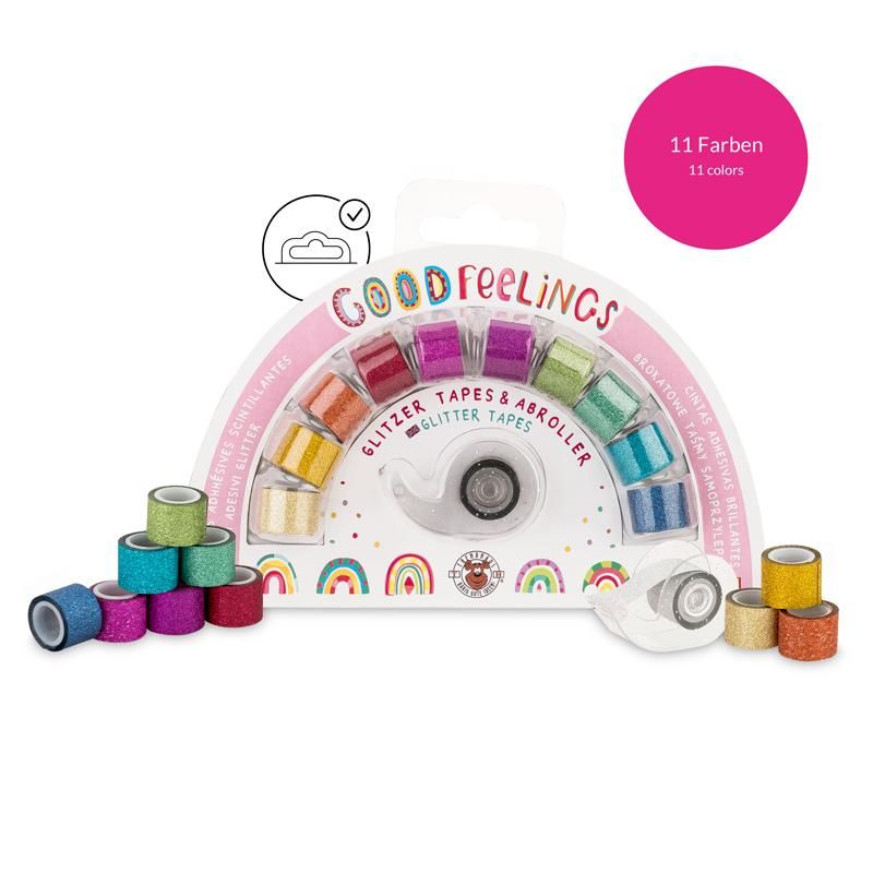 1VLbwI1J2jB7X9 GOOD FEELINGS Regenbogen Glitzer-Tapes inkl. Abroller (12 tlg.)