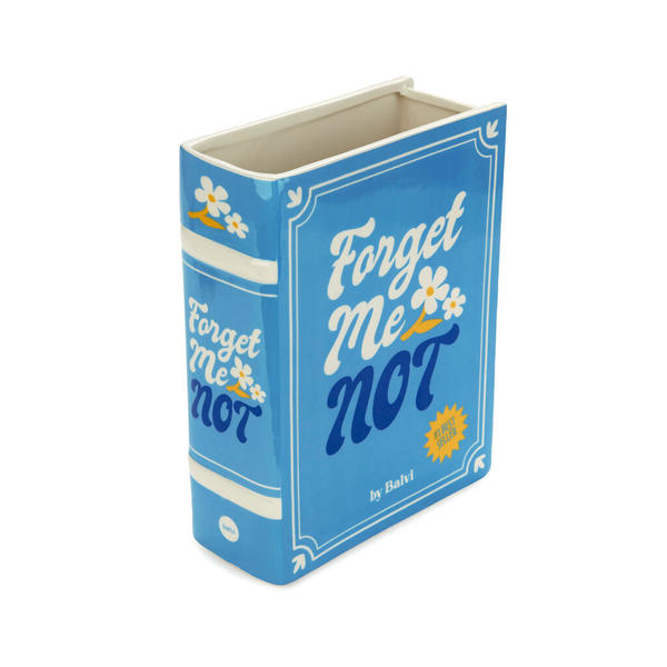 2-in-1 Deko-Vase & Buchstütze BOOK - FORGET ME NOT Blau Keramik 6,5x15x20cm