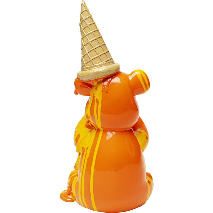 Dekofigur SITTING GELATO BEAR Orange handbemalt Unikat 37x18x16,5cm