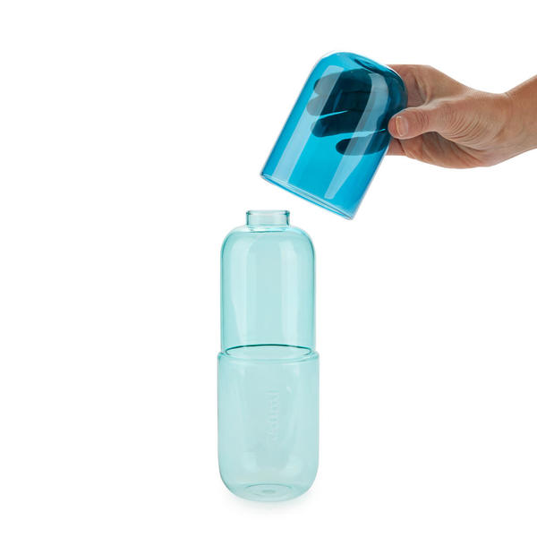 Flasche mit Glas WATER PILL Glas 550ml 7x7x19,8cm