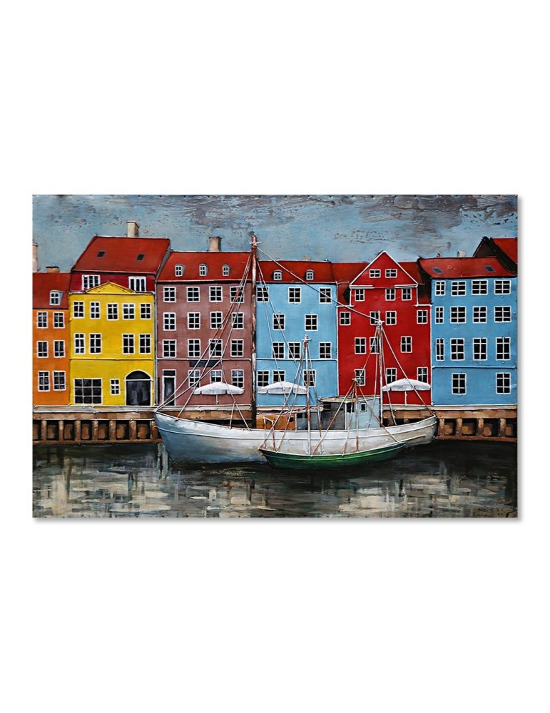 3D Wandbild HAFEN auf Metallplatte 8x120x80cm 