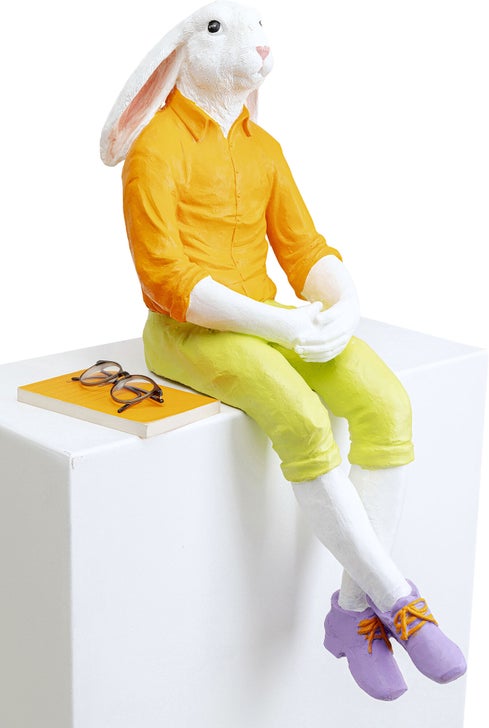 Dekofigur RABBIT BOY Polyresin Weiß Gelb 45x26x68cm