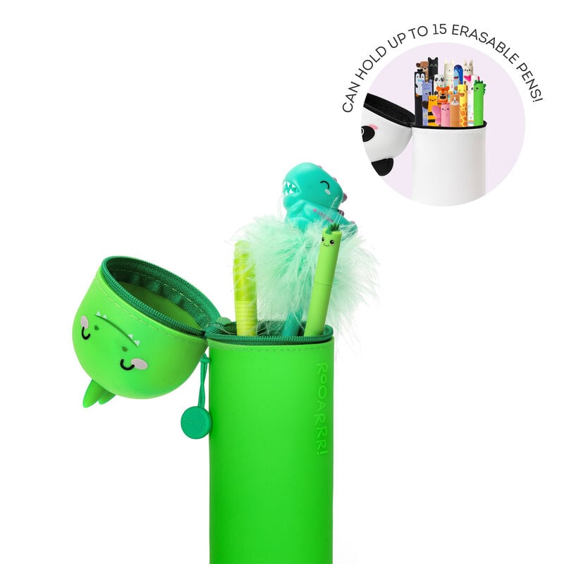2-in-1-Federmäppchen aus Silikon - Kawaii - Dino