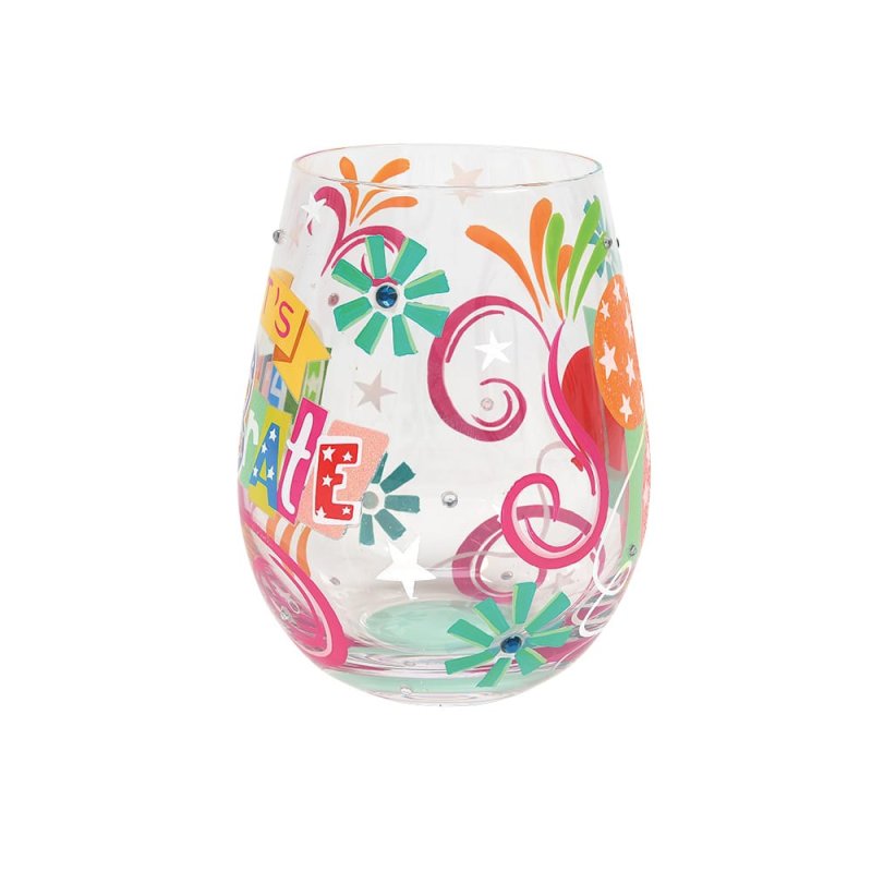 Weinglas LET'S CELEBRATE  by Lolita handbemalt Unikat 592ml 9,5x9,5x12,5cm